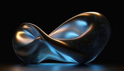 Poster - Futuristic Abstract Sculpture with Soft Blue Lighting and Smooth Metallic Textures