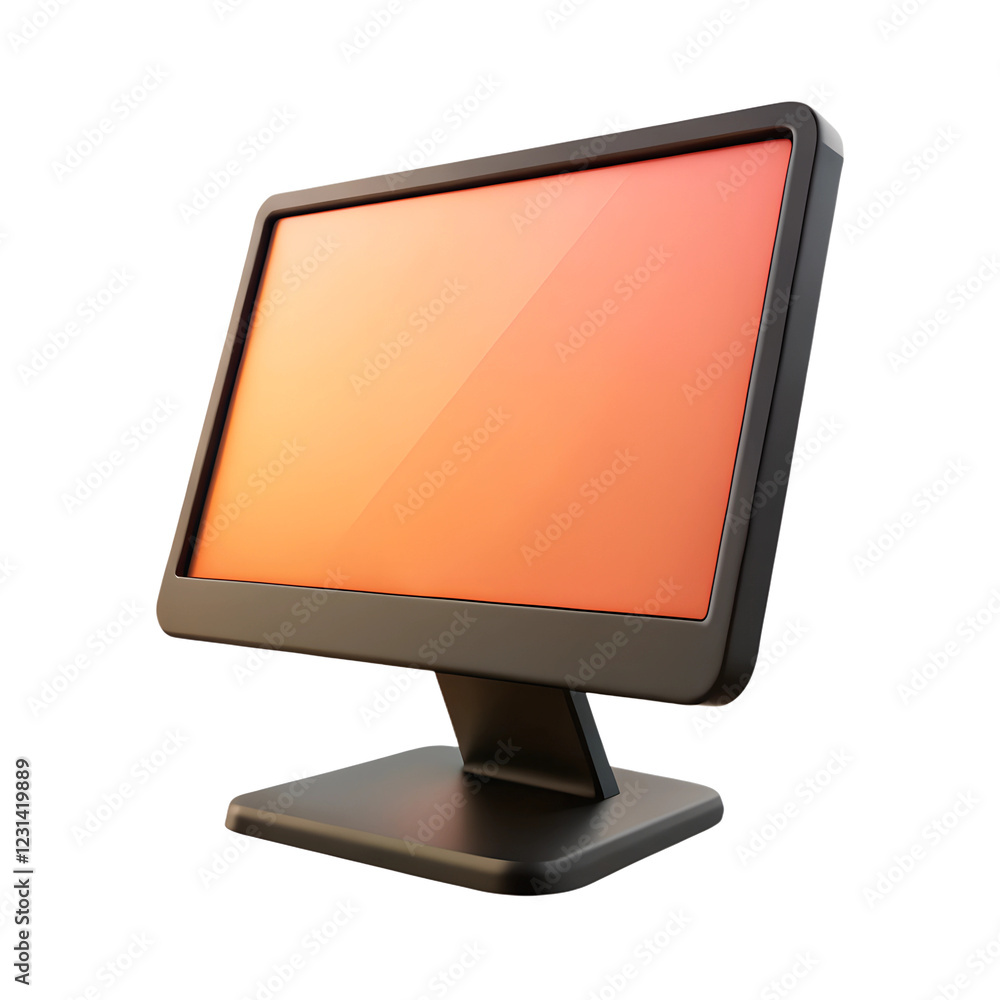 Black modern realistic computer monitor. 3d rendering isolated on white ...