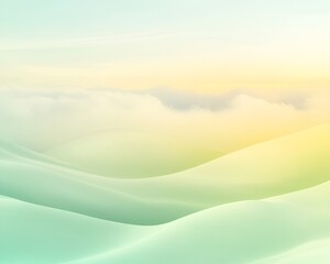 Wall Mural - A smooth gradient of light green and yellow with soft clouds blending into the background