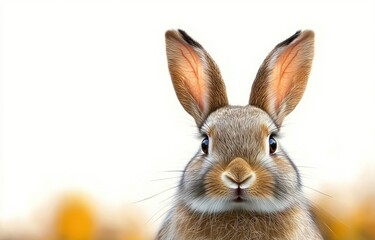 realistic close-up portrait of a rabbit with expressive eyes in soft natural light