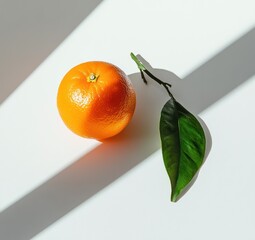 Sunny orange, leaf, white background, minimal still life, food photography