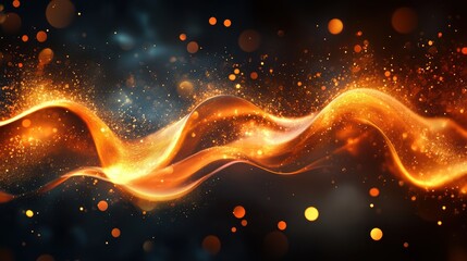 Wall Mural - an abstract piece of art with glowing light trails and sparks, creating an illusion of movement agai