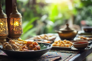 Wall Mural - Tropical Restaurant Food Table Setting