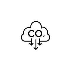 Wall Mural - co2 emissions icon vector in line stroke on white background