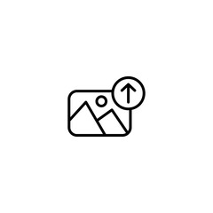 Wall Mural - upload photo icon vector in line stroke on white background