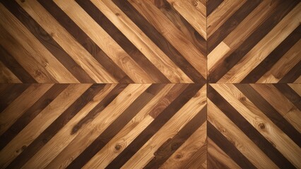 Fototapete - Wooden flooring background with diagonal brown stripes featuring varying shades of brown and natural wood texture, arranged in a chevron pattern.