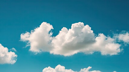 Poster - Serene blue sky featuring fluffy white clouds on the left with a calming atmosphere perfect for depicting freshness and tranquility in nature.