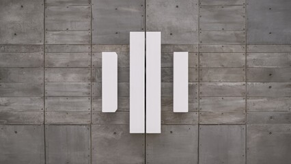 Wall Mural - Abstract vertical white shapes on a textured concrete wall background with gray tones, creating a modern and minimalist aesthetic.