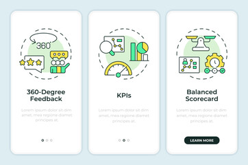 Canvas Print - Performance management tools onboarding mobile app screen. Walkthrough 3 steps editable graphic instructions with linear concepts. UI, UX, GUI template. Montserrat SemiBold, Regular fonts used