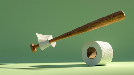 Sticker - Toilet paper as a bat. AI.