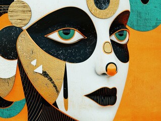 Wall Mural - Abstract face art. AI.