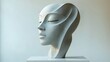 © Ceyhun - A modern abstract sculpture head with clean lines, set against a minimalist white background, creating a striking visual focus