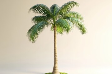 Wall Mural - Single palm tree studio shot, beige background, 3D render, design element