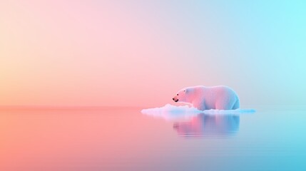 Wall Mural - Net Zero Climate Polar bear on a melting ice floe, highlighting the impact of climate change on wildlife and ecosystems