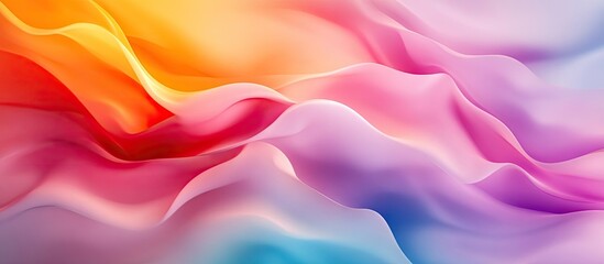 Poster - Colorful abstract waves in warm orange pink and cool lavender hues creating a vibrant fluid background suitable for virtual program design elements