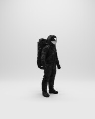 Wall Mural - astronaut helmet sci fi spaceman black white gray vintage space 3d illustration