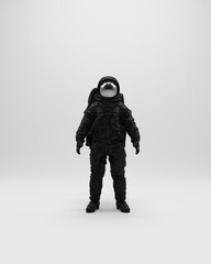 Wall Mural - astronaut helmet sci fi spaceman black white gray vintage space 3d illustration