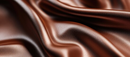 Poster - Rich brown leather texture with smooth, flowing fabric design, capturing elegant curves and sheen, ideal for creative projects showcasing luxury.