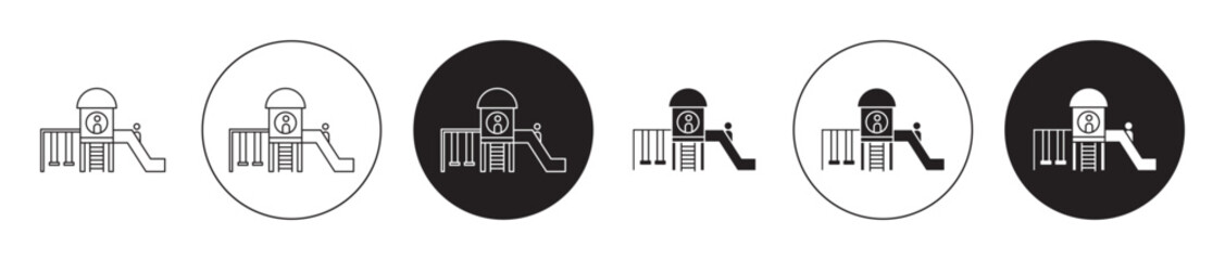 Wall Mural - Playground icons collection in black filled and stroke line style