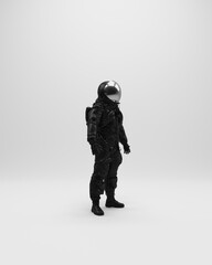 Wall Mural - astronaut helmet sci fi spaceman black white gray vintage space 3d illustration