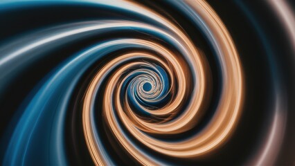 Aufkleber - Swirling spiral motion with blue and orange tones transitioning from dark to light in a captivating bokeh effect background full of depth.