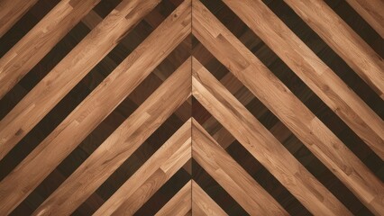Aufkleber - Diagonal wooden flooring with alternating light and dark brown stripes creating a textured pattern, featuring a rich natural finish and depth.