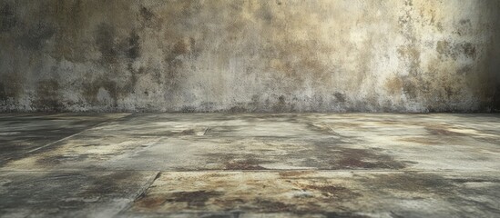 Wall Mural - Vintage concrete floor with a weathered texture in earthy tones of grey and brown, creating a rustic charm, ideal for enhancing any interior space.