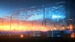 © Srinard - Cybernetic smart energy grid with ultra efficient battery technology supporting sustainable electricity production from massive wind turbines and solar panels