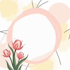 Wall Mural - Spring watercolor vector illustration of tulips. Design for wallpaper, posters, banners, cards, print, web and packaging.