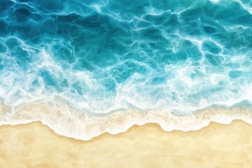 Canvas Print - Aerial view ocean waves lapping sandy beach, summer background, travel brochure