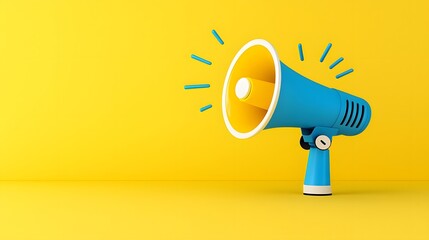 Aufkleber - Flat style Blue and Yellow Megaphone Icon Symbolizing Media Alerts and Notifications for Sharp and Professional or Designs
