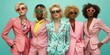 © nurion - Stylish Women in Pastel Suits and Sunglasses: A Vibrant Fashion Shoot