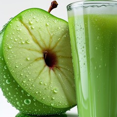 Wall Mural - green apple with water drops