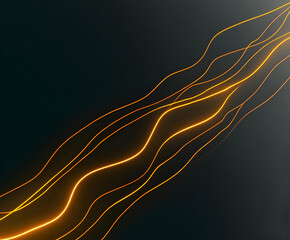 Wall Mural - Abstract Glow:  Dynamic abstract lines with a golden glow curve and flow against a dark, elegant background. The lines create a sense of movement and energy.