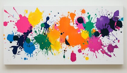 Wall Mural - Artistic background of colorful paint splashes on a white canvas, creative and energetic design