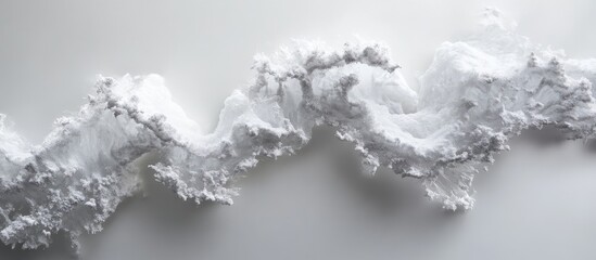 Poster - White abstract textured wave formation on a light gray background, depicting softness and fluidity in a minimalist design suitable for various uses.