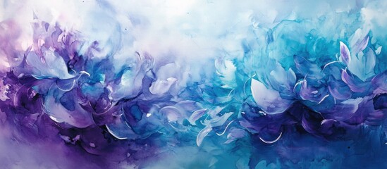 Aufkleber - Soft blue and purple watercolor abstract background with intricate details blending seamlessly to create a serene and inviting atmosphere.