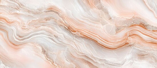 Poster - Soft pastel pink and white marble texture featuring fluid waves and smooth gradients ideal for showcasing elegance and timeless beauty.