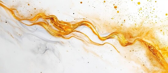 Aufkleber - Elegant white marble texture adorned with bold golden streaks flowing diagonally across the image, ideal for backgrounds and decor versatility.