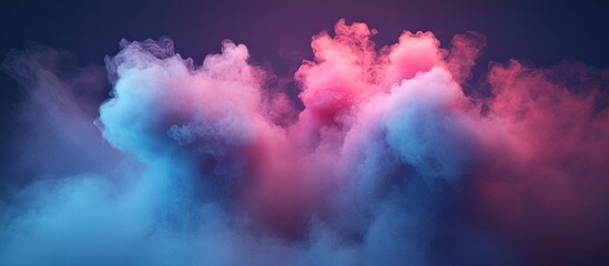 Leinwandbilder - Colorful pink and blue smoke fog swirling in dynamic formations against a dark background creating a dreamy and captivating atmosphere for design projects