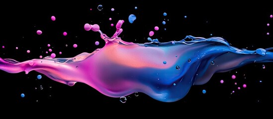 Aufkleber - Colorful abstract liquid splash in shades of pink and blue on a black background, creating a dynamic and energetic visual effect.