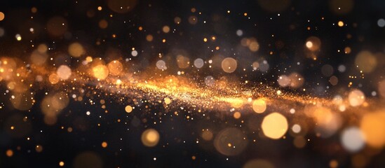 Leinwandbilder - Golden bokeh and sparkles against a dark background with swirling light trails in a dynamic pattern creating a sense of depth and celebration.