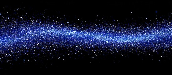 Leinwandbilder - Abstract shimmering blue glitter wave on a black background with scattered particles in motion creating a magical design element for creative uses