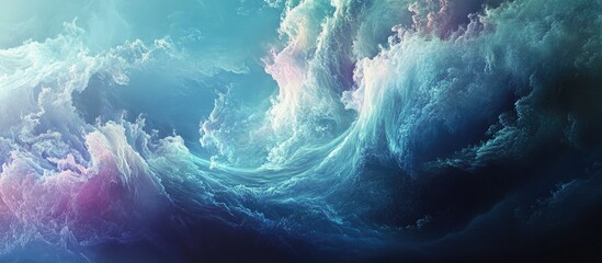 Aufkleber - Tranquil abstract ocean waves in shades of blue and purple flow seamlessly across the image, creating a serene and captivating atmosphere.