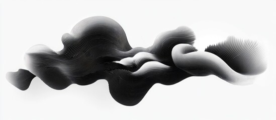 Fototapete - Monochrome abstract design featuring isolated smoky steam in soft black and gray hues flowing gracefully across a white background, evoking elegance.