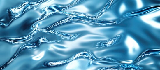 Aufkleber - Blue rippling water texture with light reflections, showcasing smooth waves and transparency for use in backgrounds or abstract designs.