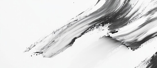 Aufkleber - Abstract gray and white paint strokes on a clean white background showcasing dynamic brushwork with smooth linear motions and textured details.