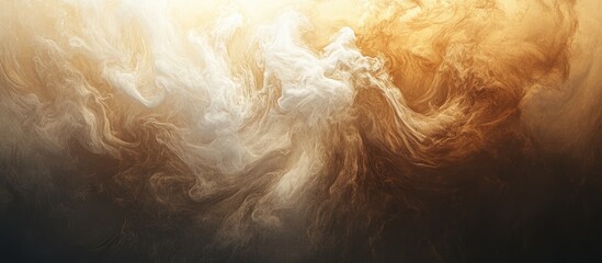 Fototapete - Swirling smoke patterns in warm beige and brown tones creating a dynamic abstract background with captivating textures and visual depth.