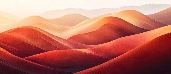 Leinwandbilder - Warm-toned abstract landscape featuring undulating orange and red hills under soft sunlight, with soft gradients creating depth and tranquility.