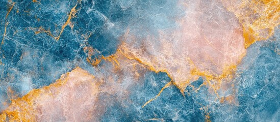 Aufkleber - Vibrant abstract marble background with swirling blue, soft pink and golden yellow hues creating unique captivating patterns and textures.